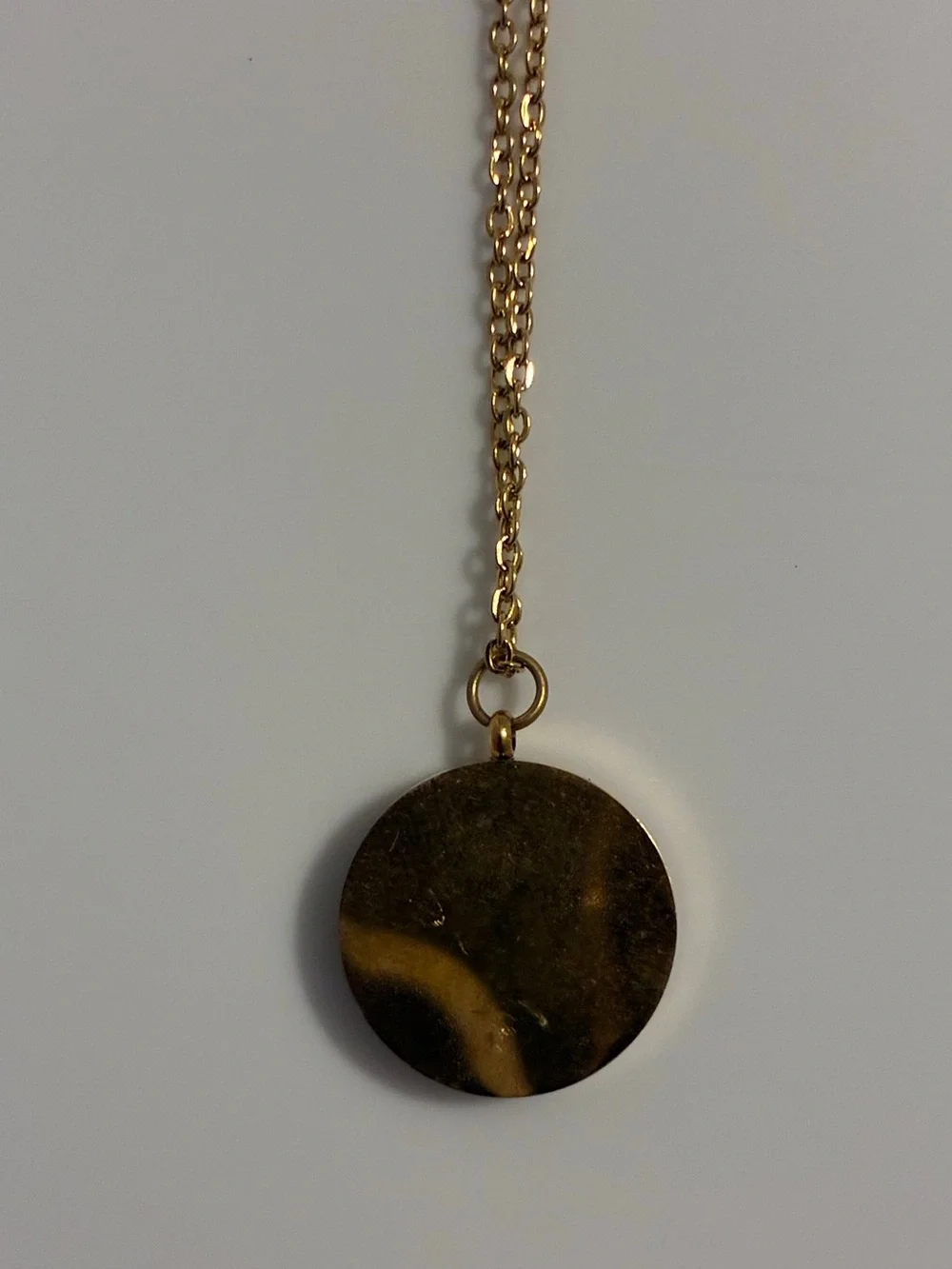 Vintage Gold Chain Necklace with Red Enamel Circle Disc Charm